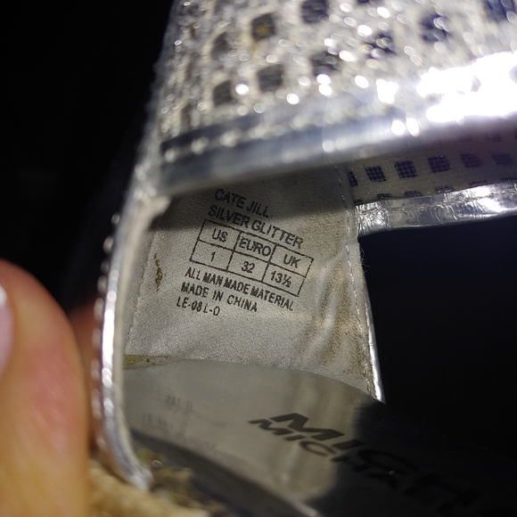 MICHAEL KORS CATE JAY. SILVER GLITTER WEDGE GIRLS - Picture 5 of 5